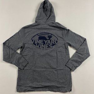 Vineyard Vines Whale Football Hooded T Shirt Mens Medium Hoodie Cotton Gray
